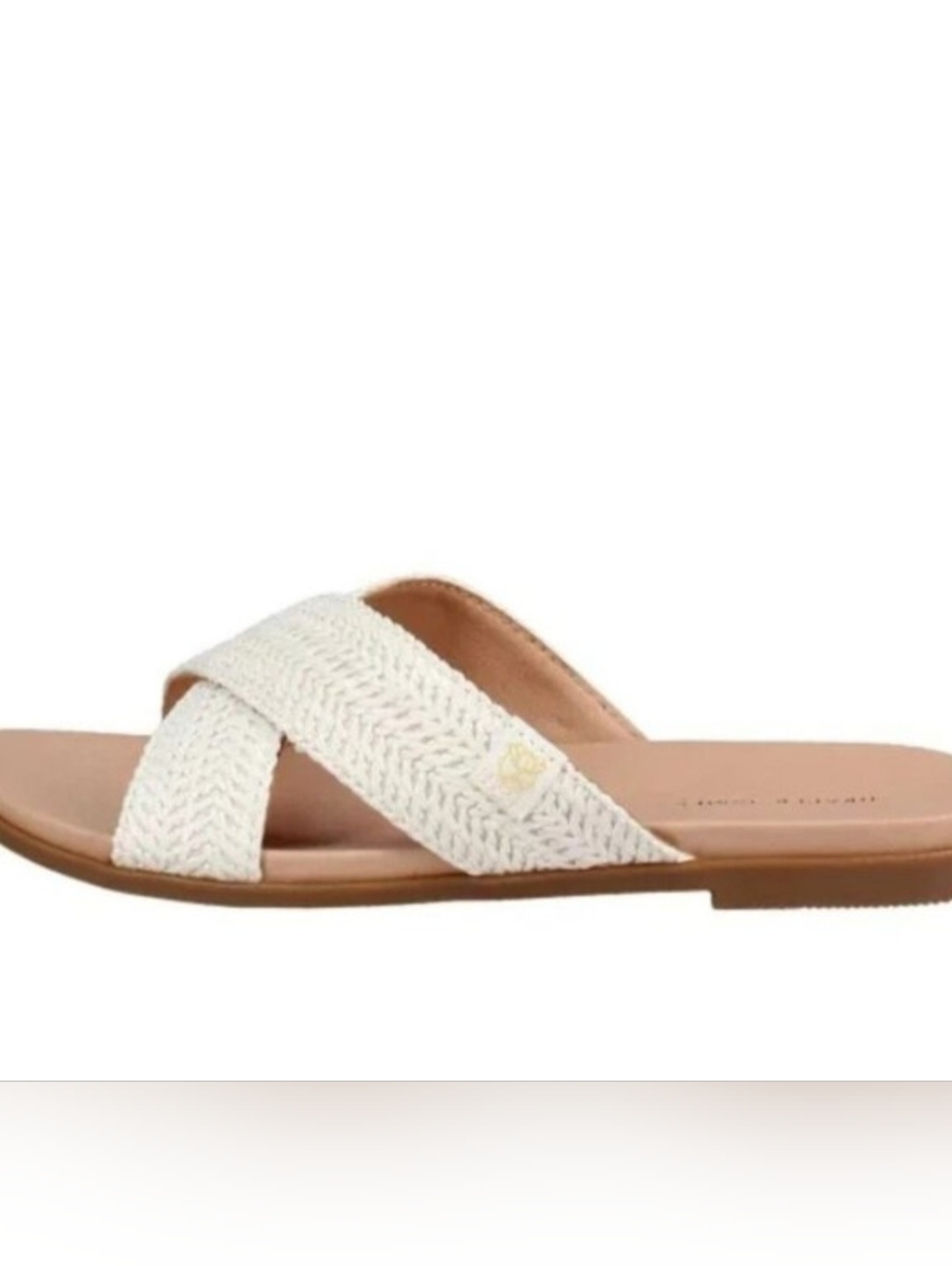 Draper James Neutral White Woven Strap Slide Sandals Women's Size 8M NWT Beach